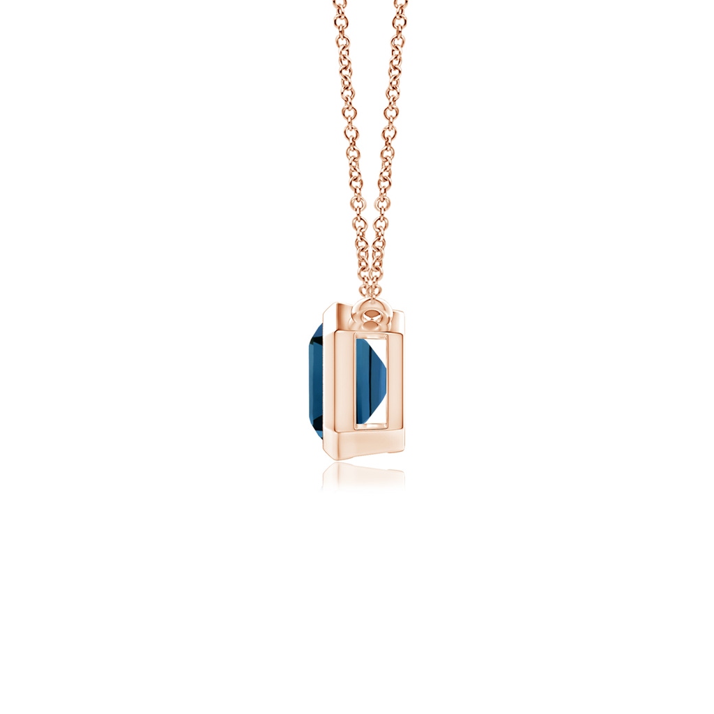 7x5mm AAAA East-West Bezel-Set Emerald-Cut London Blue Topaz Pendant in Rose Gold - side_1