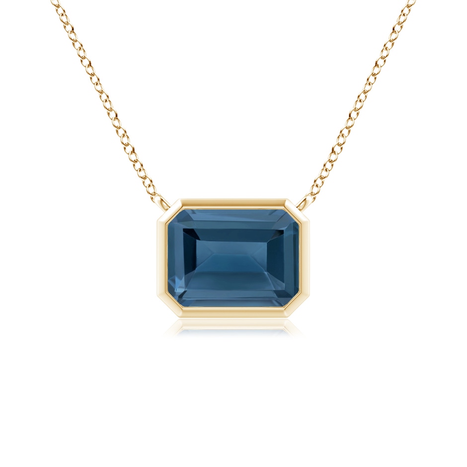 8x6mm A East-West Bezel-Set Emerald-Cut London Blue Topaz Pendant in Yellow Gold 