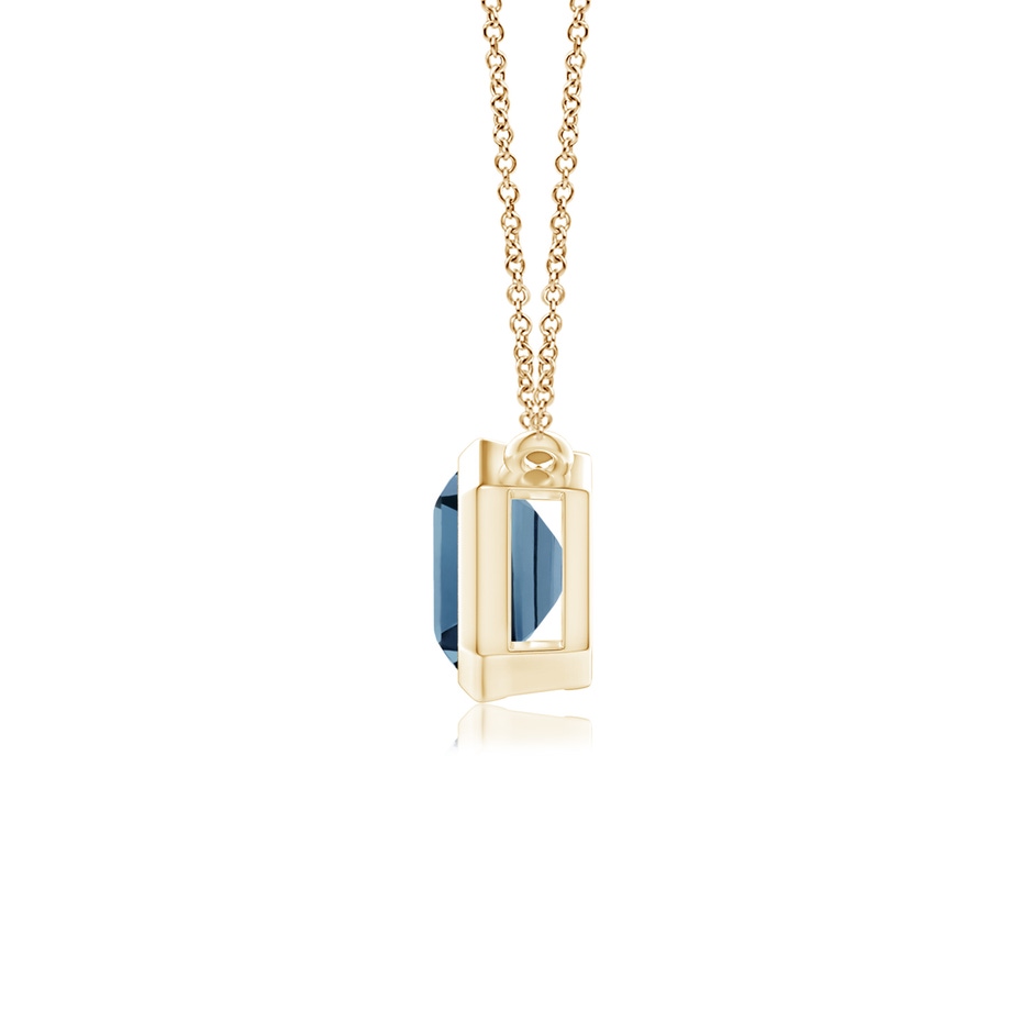 8x6mm A East-West Bezel-Set Emerald-Cut London Blue Topaz Pendant in Yellow Gold side-1