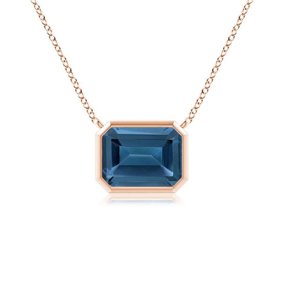 8x6mm AA East-West Bezel-Set Emerald-Cut London Blue Topaz Pendant in Rose Gold 