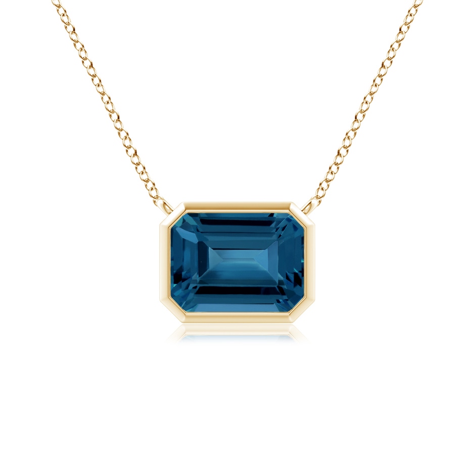 8x6mm AAA East-West Bezel-Set Emerald-Cut London Blue Topaz Pendant in Yellow Gold 