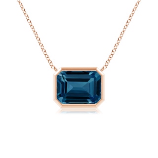 8x6mm AAAA East-West Bezel-Set Emerald-Cut London Blue Topaz Pendant in Rose Gold