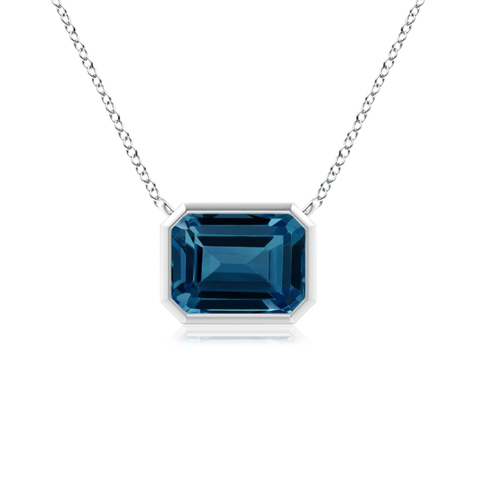 8x6mm AAAA East-West Bezel-Set Emerald-Cut London Blue Topaz Pendant in White Gold 