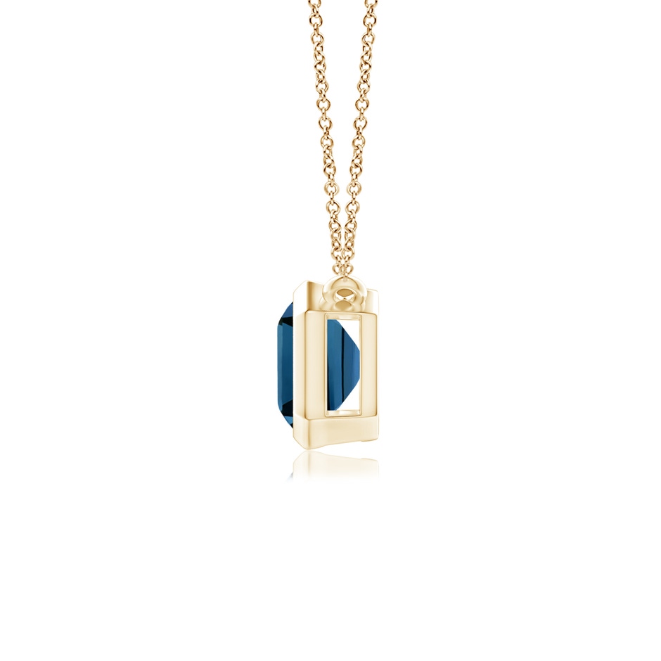 8x6mm AAAA East-West Bezel-Set Emerald-Cut London Blue Topaz Pendant in Yellow Gold side-1