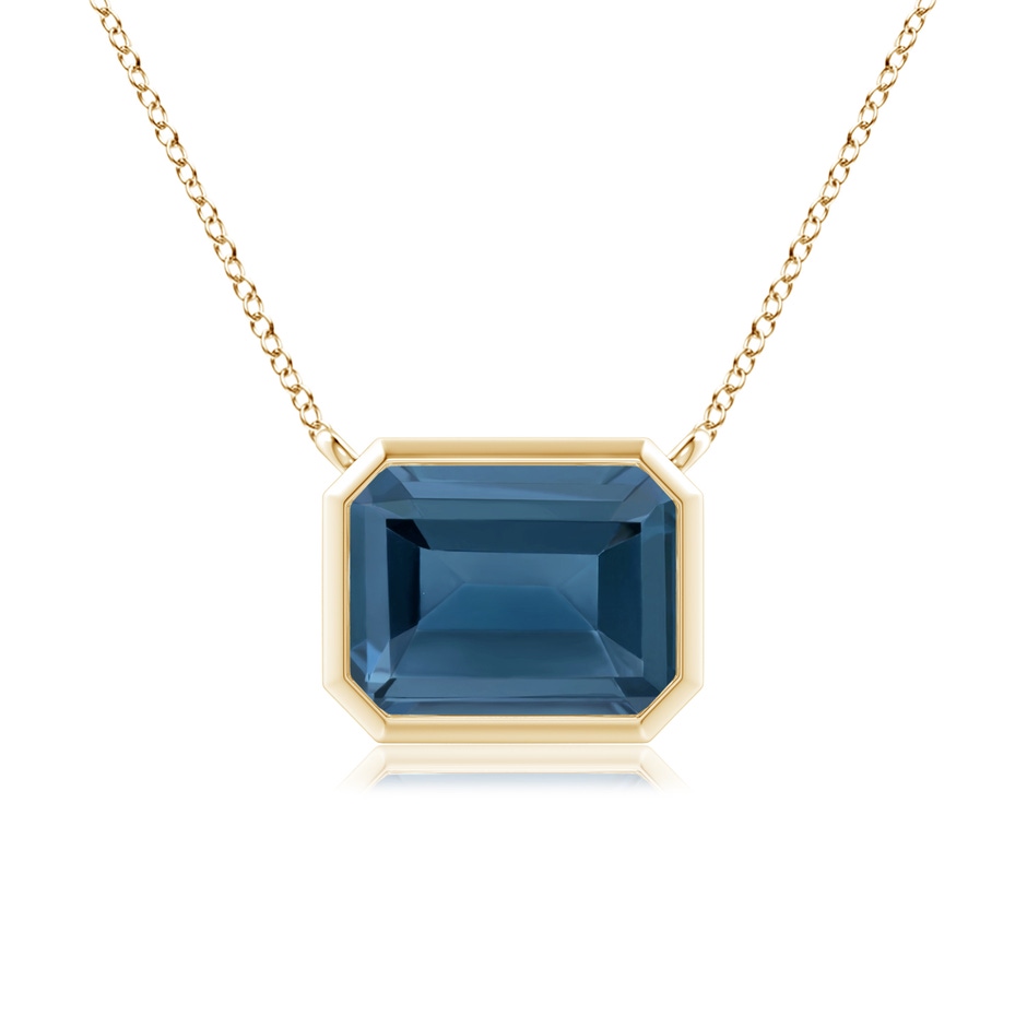 9x7mm A East-West Bezel-Set Emerald-Cut London Blue Topaz Pendant in Yellow Gold 
