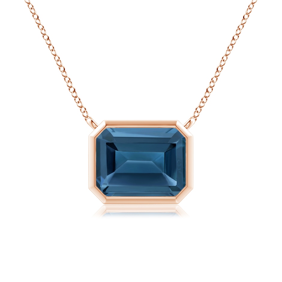 9x7mm AA East-West Bezel-Set Emerald-Cut London Blue Topaz Pendant in Rose Gold 