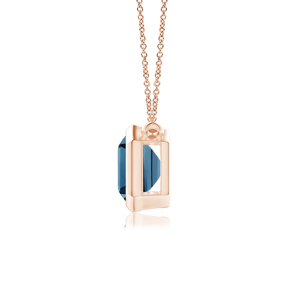 9x7mm AA East-West Bezel-Set Emerald-Cut London Blue Topaz Pendant in Rose Gold side-1