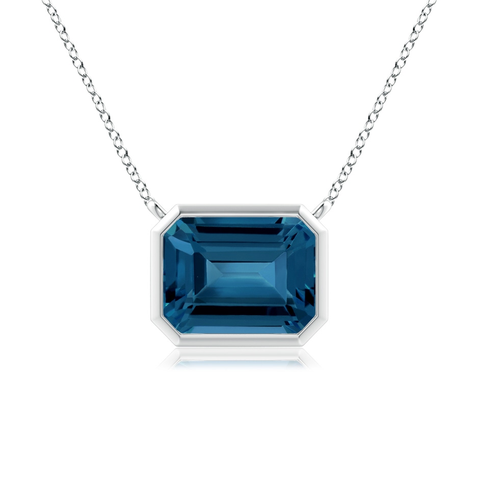 9x7mm AAA East-West Bezel-Set Emerald-Cut London Blue Topaz Pendant in White Gold 