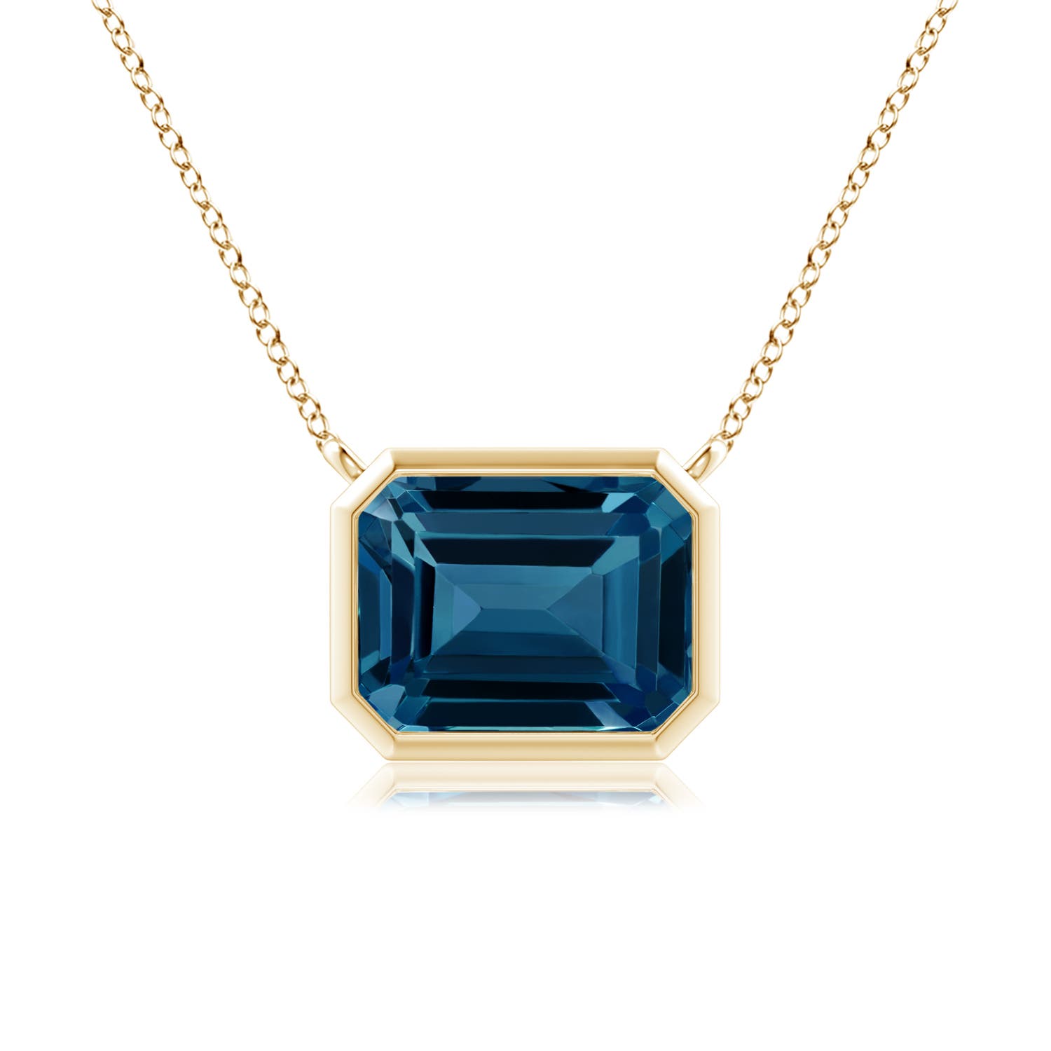 Angara Natural Swiss Blue Topaz Solitaire Pendant Necklace for