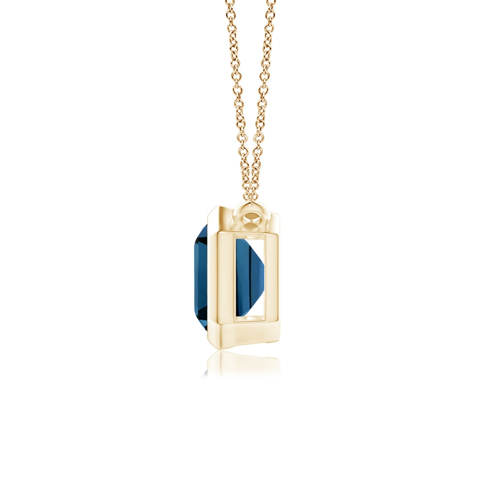 9x7mm AAAA East-West Bezel-Set Emerald-Cut London Blue Topaz Pendant in Yellow Gold side-1