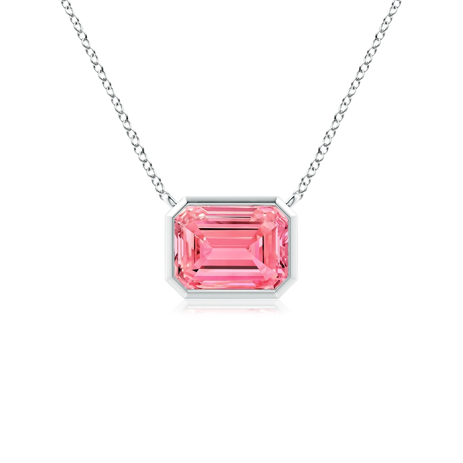 7x5mm AAAA East-West Bezel-Set Emerald-Cut Fancy Intense Pink Diamond Pendant in P950 Platinum 
