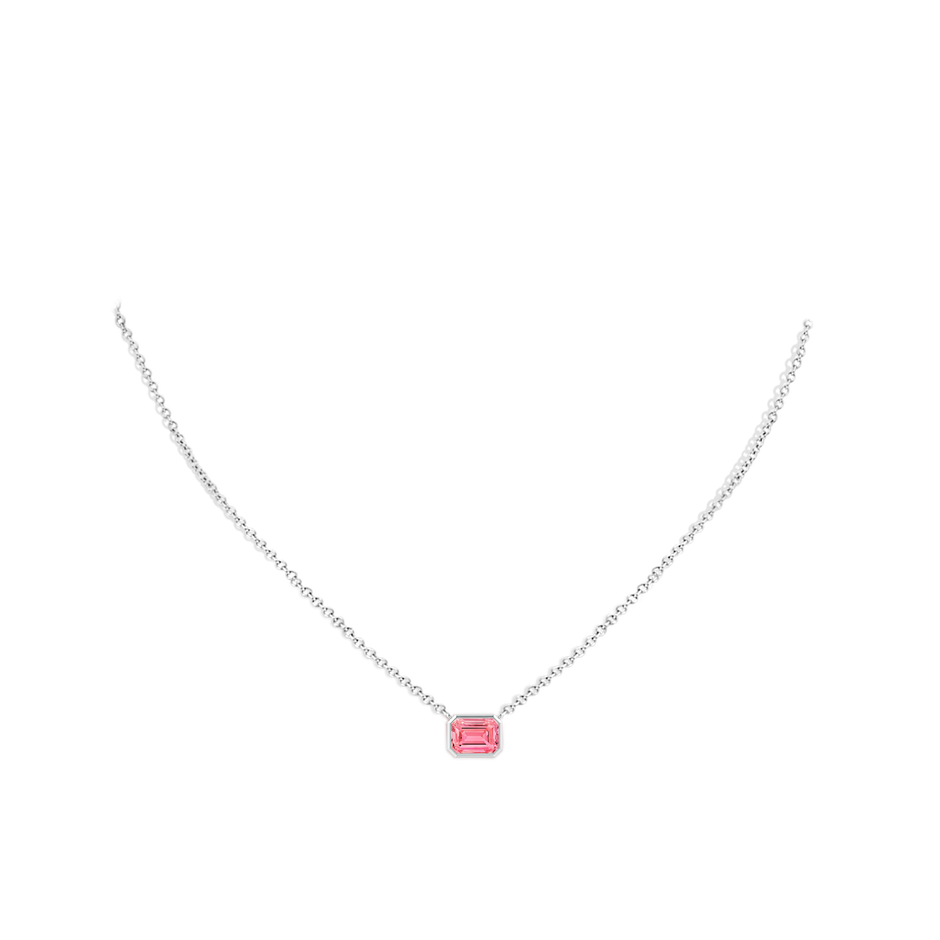 7x5mm AAAA East-West Bezel-Set Emerald-Cut Fancy Intense Pink Diamond Pendant in P950 Platinum pen