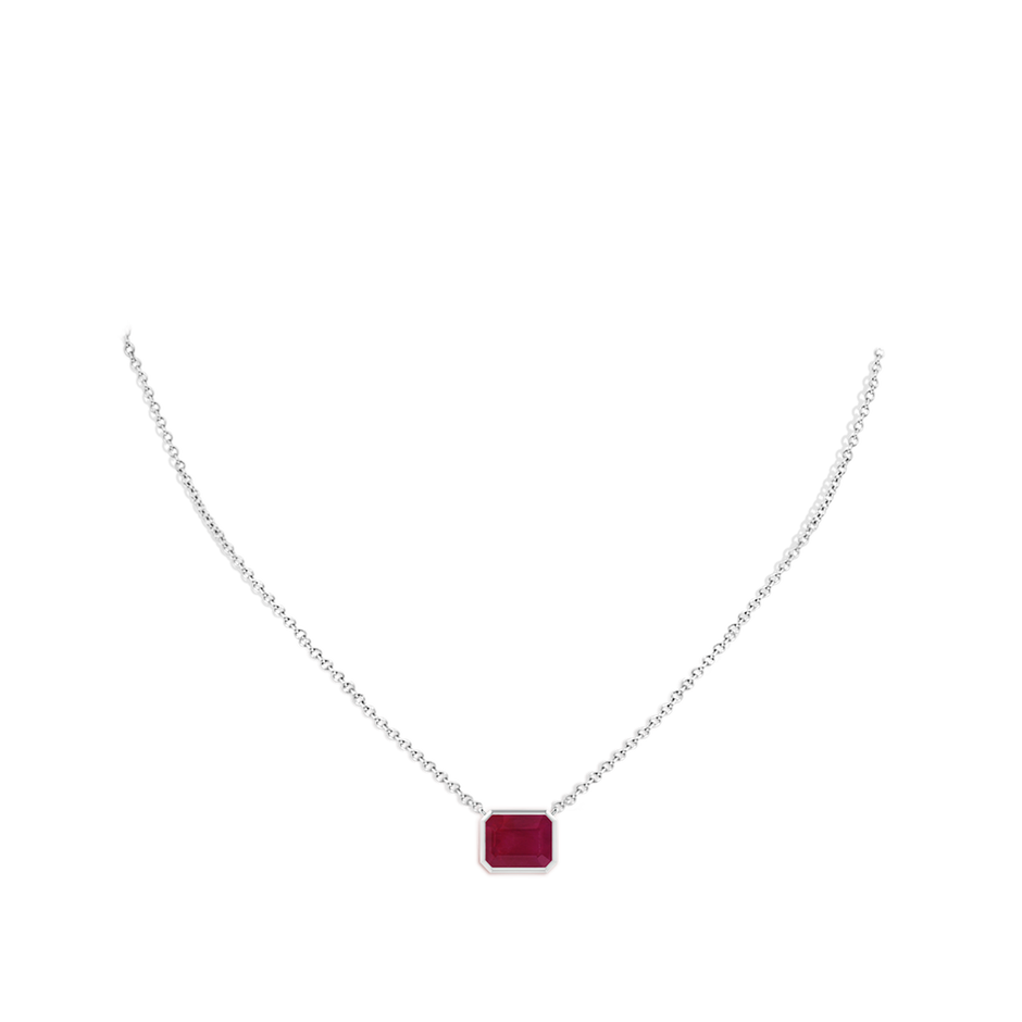 10x8mm A East-West Bezel-Set Emerald-Cut Ruby Pendant in P950 Platinum pen