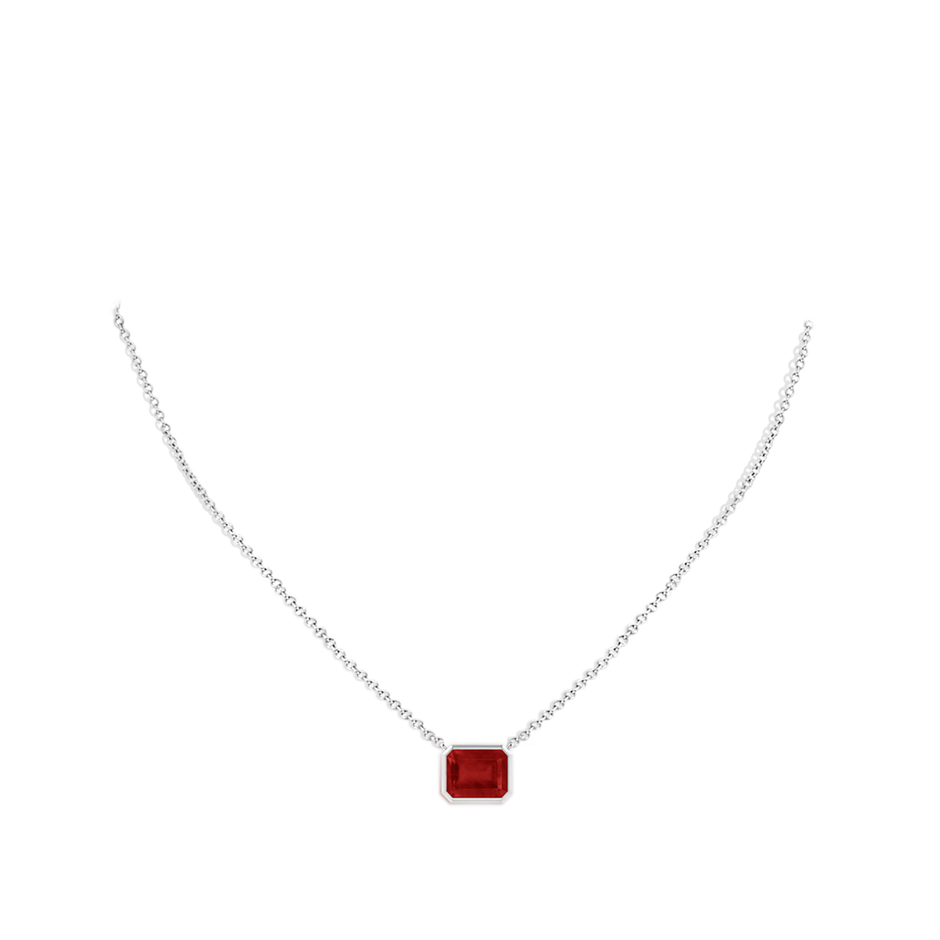 10x8mm AA East-West Bezel-Set Emerald-Cut Ruby Pendant in P950 Platinum pen