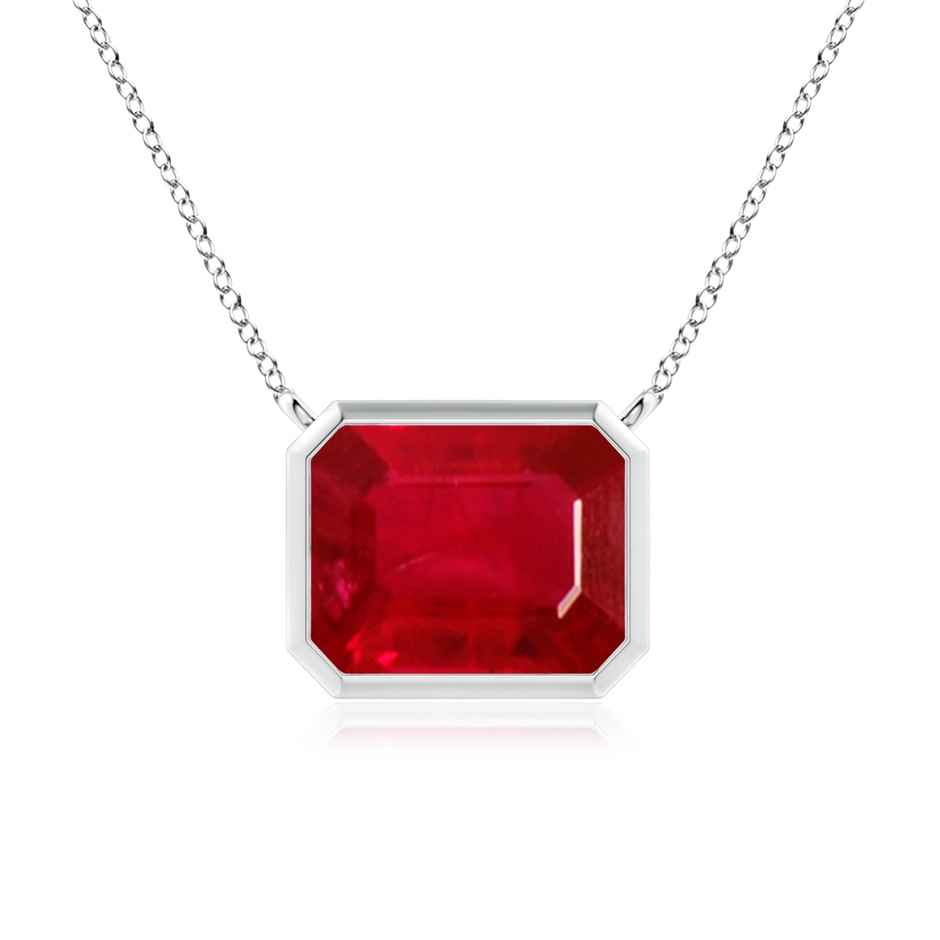 10x8mm AAA East-West Bezel-Set Emerald-Cut Ruby Pendant in P950 Platinum 