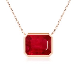 10x8mm AAA East-West Bezel-Set Emerald-Cut Ruby Pendant in Rose Gold