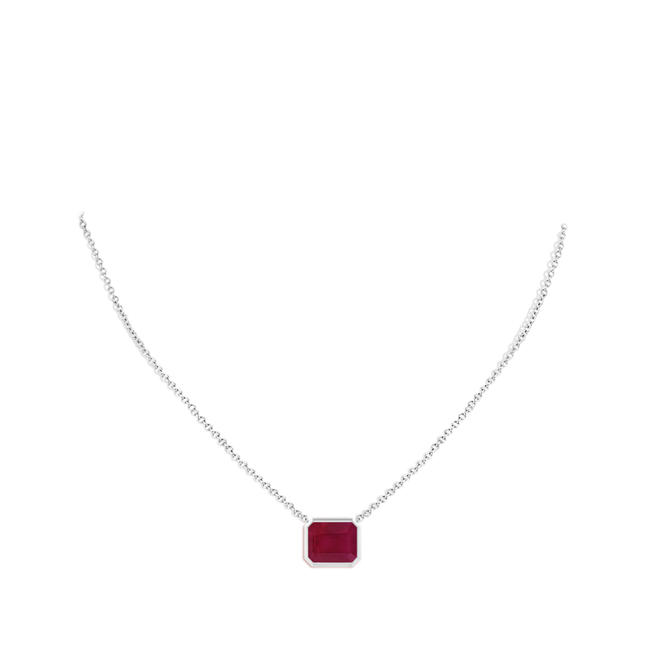 12x10mm A East-West Bezel-Set Emerald-Cut Ruby Pendant in P950 Platinum pen