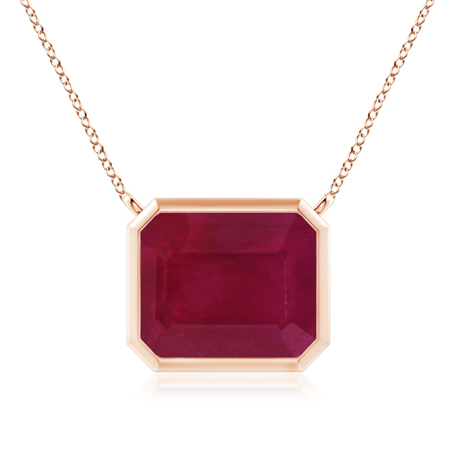 12x10mm A East-West Bezel-Set Emerald-Cut Ruby Pendant in Rose Gold 