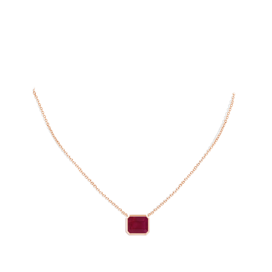 12x10mm A East-West Bezel-Set Emerald-Cut Ruby Pendant in Rose Gold pen