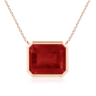 12x10mm AA East-West Bezel-Set Emerald-Cut Ruby Pendant in Rose Gold