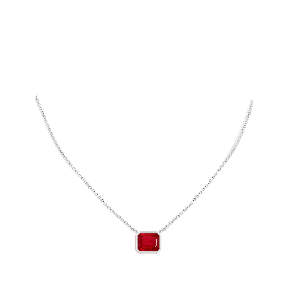 12x10mm AAA East-West Bezel-Set Emerald-Cut Ruby Pendant in P950 Platinum pen