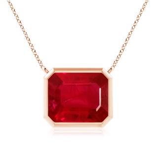 12x10mm AAA East-West Bezel-Set Emerald-Cut Ruby Pendant in Rose Gold