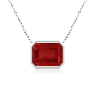 9x7mm AA East-West Bezel-Set Emerald-Cut Ruby Pendant in S999 Silver