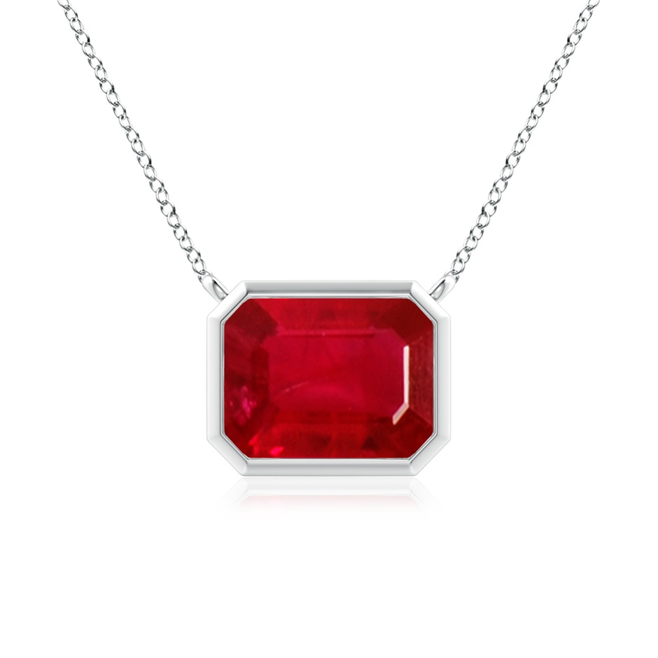 9x7mm AAA East-West Bezel-Set Emerald-Cut Ruby Pendant in P950 Platinum 