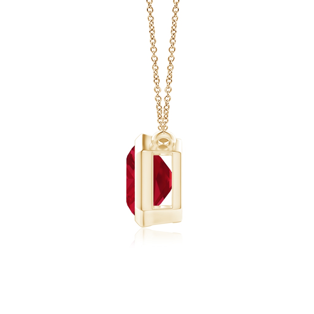 9x7mm AAA East-West Bezel-Set Emerald-Cut Ruby Pendant in Yellow Gold - side 199