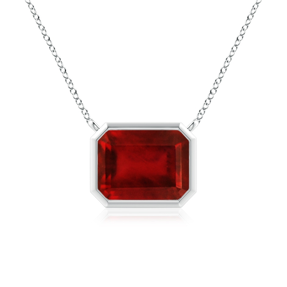 9x7mm AAAA East-West Bezel-Set Emerald-Cut Ruby Pendant in S999 Silver 