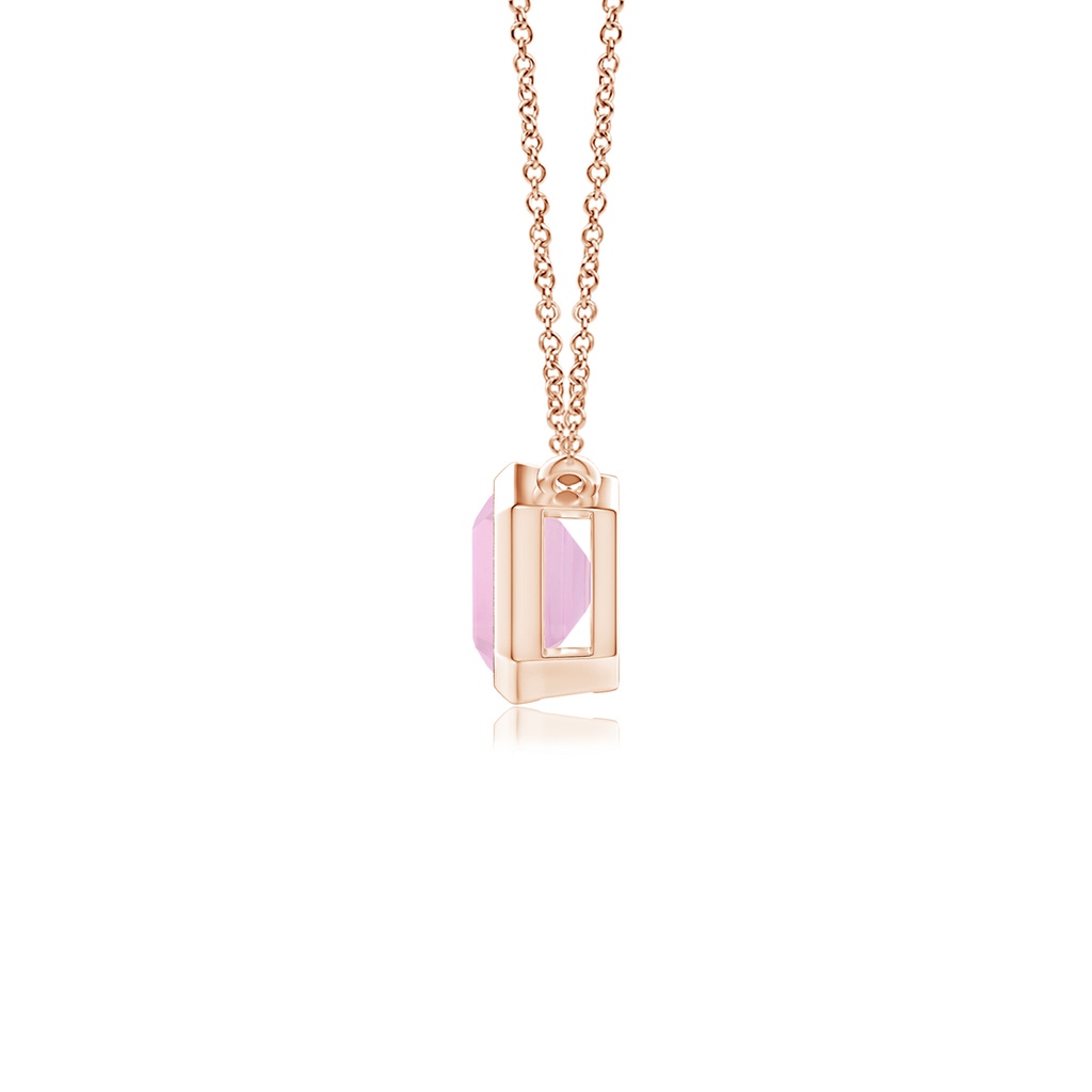 7x5mm AAAA East-West Bezel-Set Emerald-Cut Rose Quartz Pendant in Rose Gold - side_1