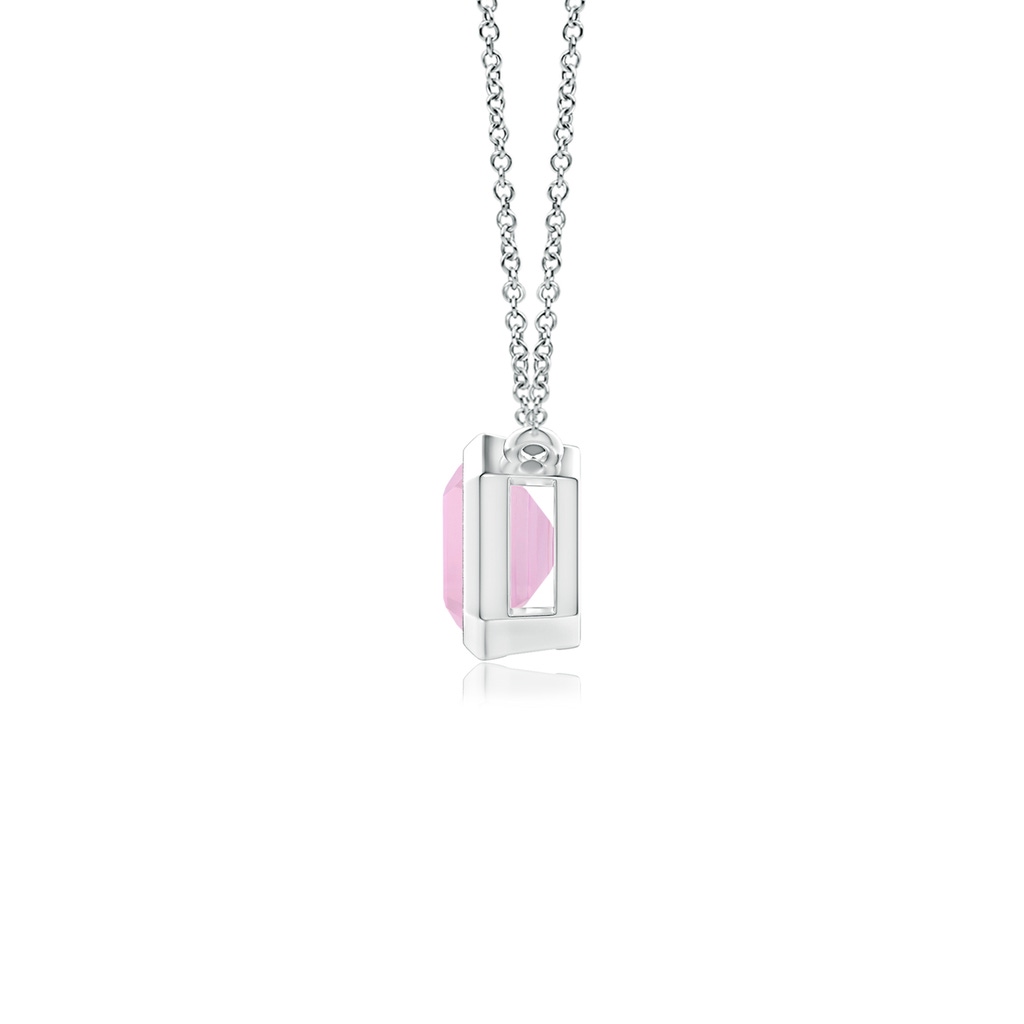 7x5mm AAAA East-West Bezel-Set Emerald-Cut Rose Quartz Pendant in White Gold - side_1