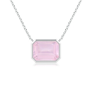 8x6mm AAA East-West Bezel-Set Emerald-Cut Rose Quartz Pendant in White Gold