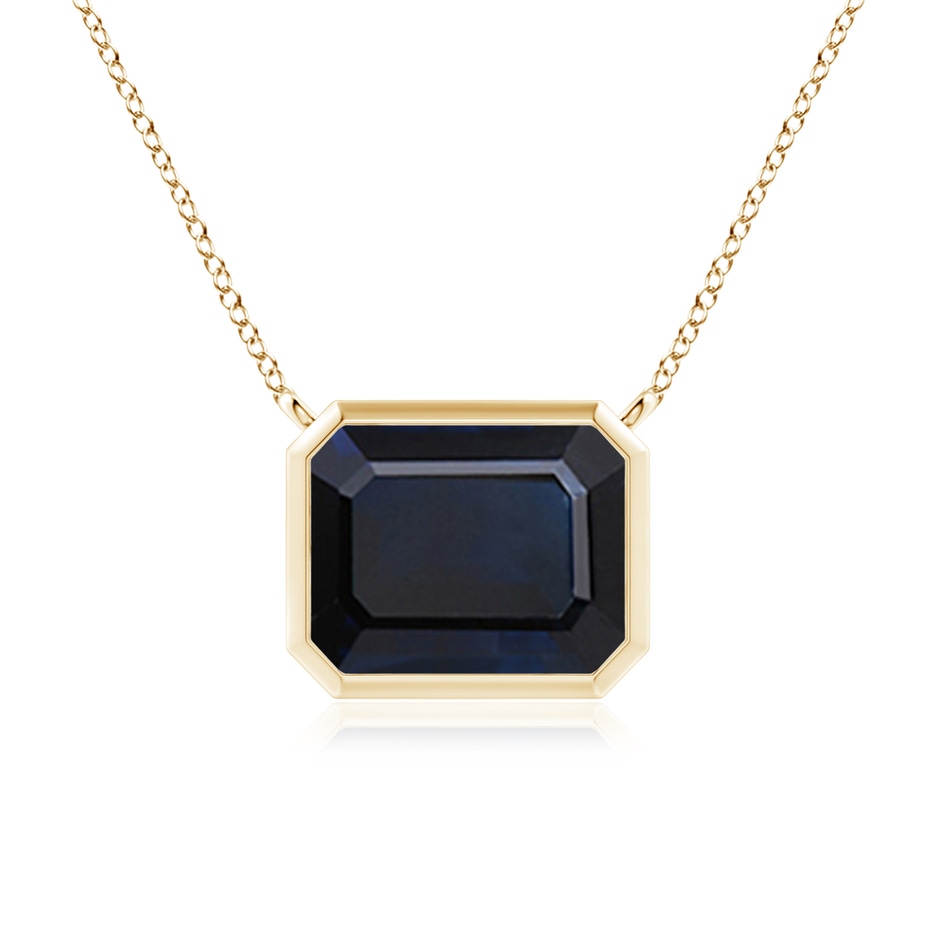 10x8mm A East-West Bezel-Set Emerald-Cut Blue Sapphire Pendant in Yellow Gold 