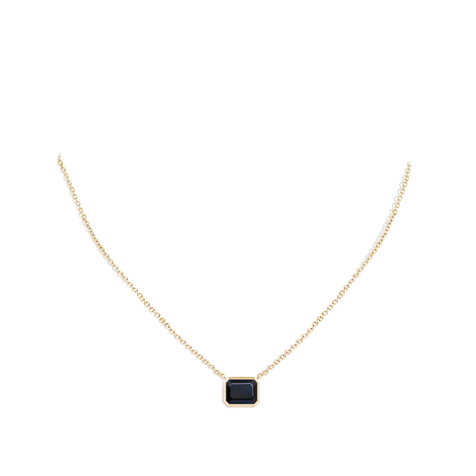 10x8mm A East-West Bezel-Set Emerald-Cut Blue Sapphire Pendant in Yellow Gold pen