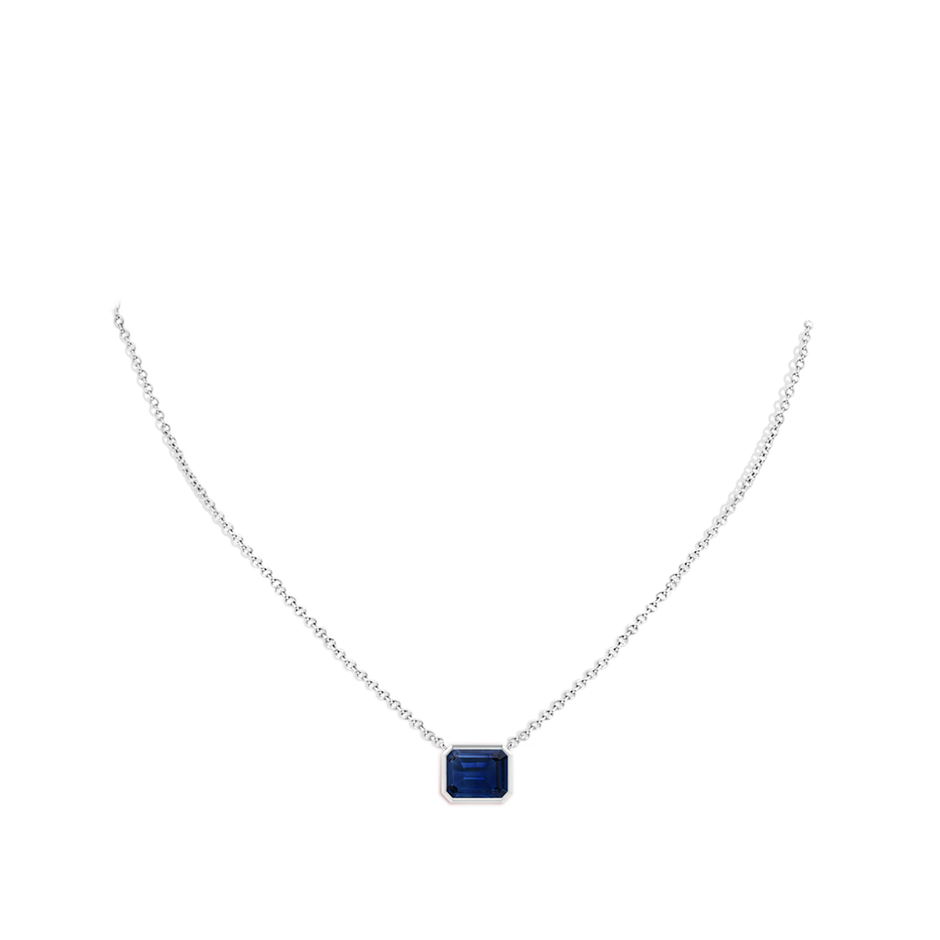 10x8mm AAA East-West Bezel-Set Emerald-Cut Blue Sapphire Pendant in P950 Platinum pen