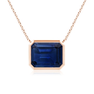 10x8mm AAA East-West Bezel-Set Emerald-Cut Blue Sapphire Pendant in Rose Gold