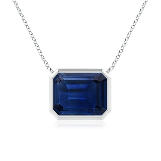 10x8mm AAA East-West Bezel-Set Emerald-Cut Blue Sapphire Pendant in S999 Silver