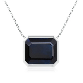 12x10mm A East-West Bezel-Set Emerald-Cut Blue Sapphire Pendant in P950 Platinum