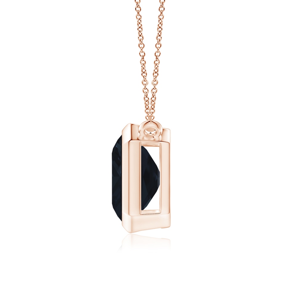 12x10mm A East-West Bezel-Set Emerald-Cut Blue Sapphire Pendant in Rose Gold side 199