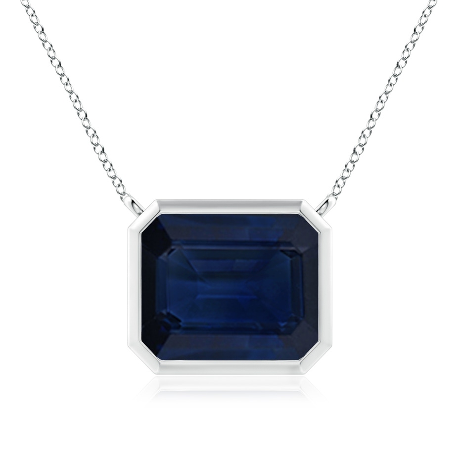 12x10mm AA East-West Bezel-Set Emerald-Cut Blue Sapphire Pendant in P950 Platinum 