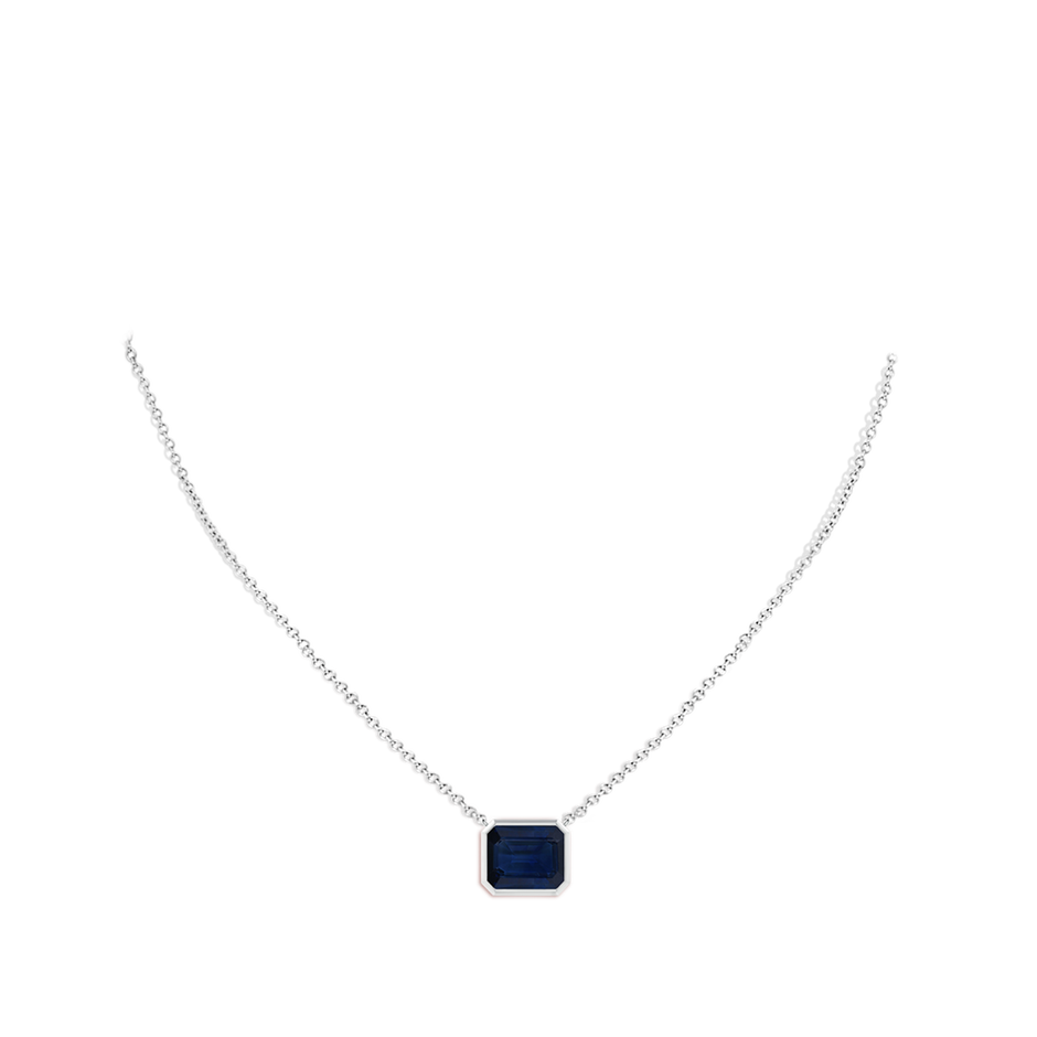 12x10mm AA East-West Bezel-Set Emerald-Cut Blue Sapphire Pendant in P950 Platinum pen