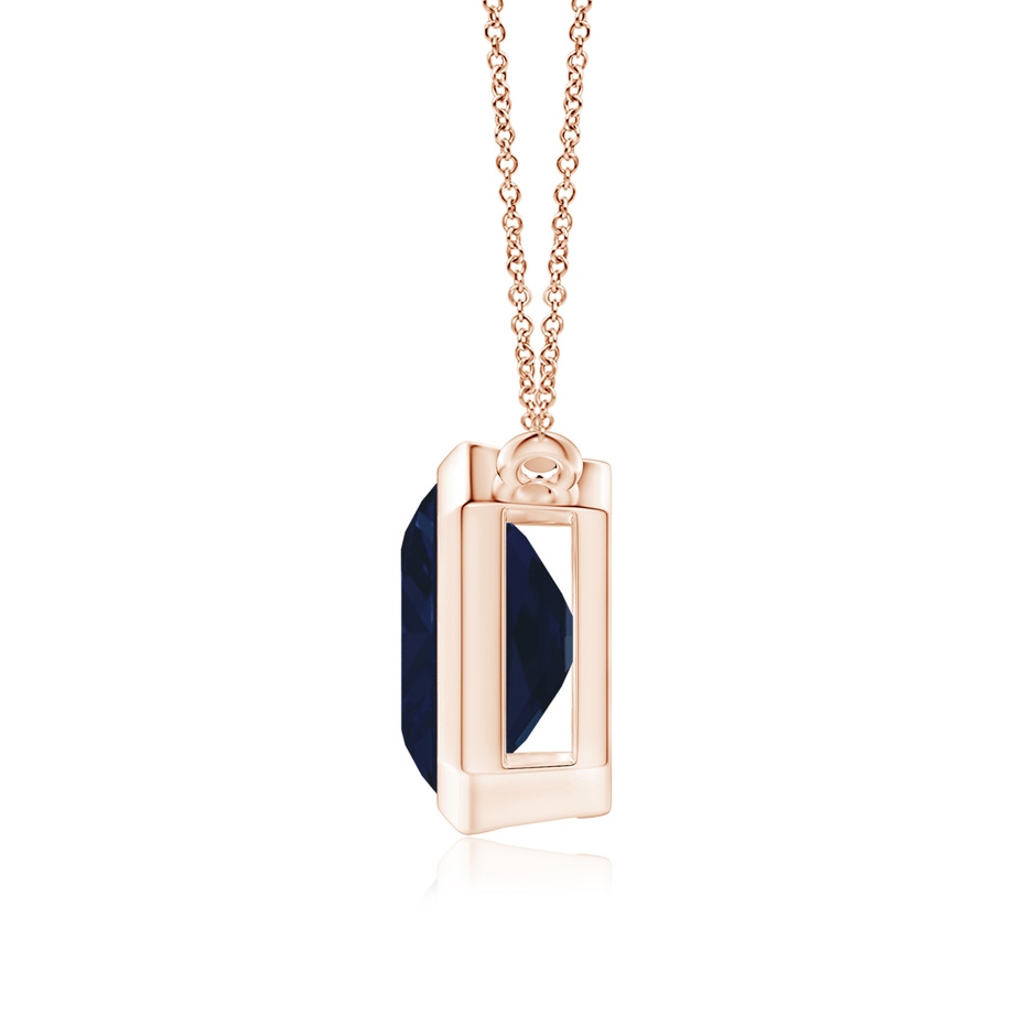 12x10mm AA East-West Bezel-Set Emerald-Cut Blue Sapphire Pendant in Rose Gold side 199