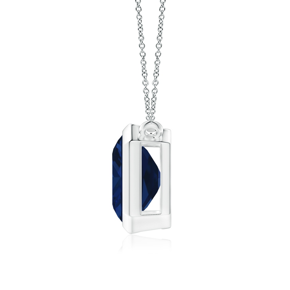 12x10mm AAA East-West Bezel-Set Emerald-Cut Blue Sapphire Pendant in P950 Platinum side 199