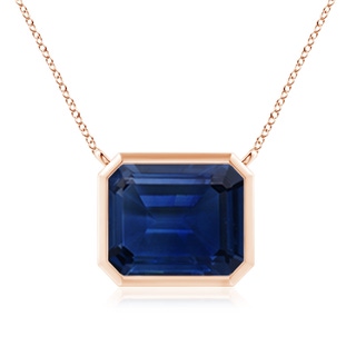 12x10mm AAA East-West Bezel-Set Emerald-Cut Blue Sapphire Pendant in Rose Gold