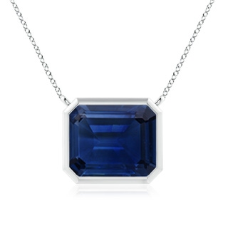 12x10mm AAA East-West Bezel-Set Emerald-Cut Blue Sapphire Pendant in S999 Silver
