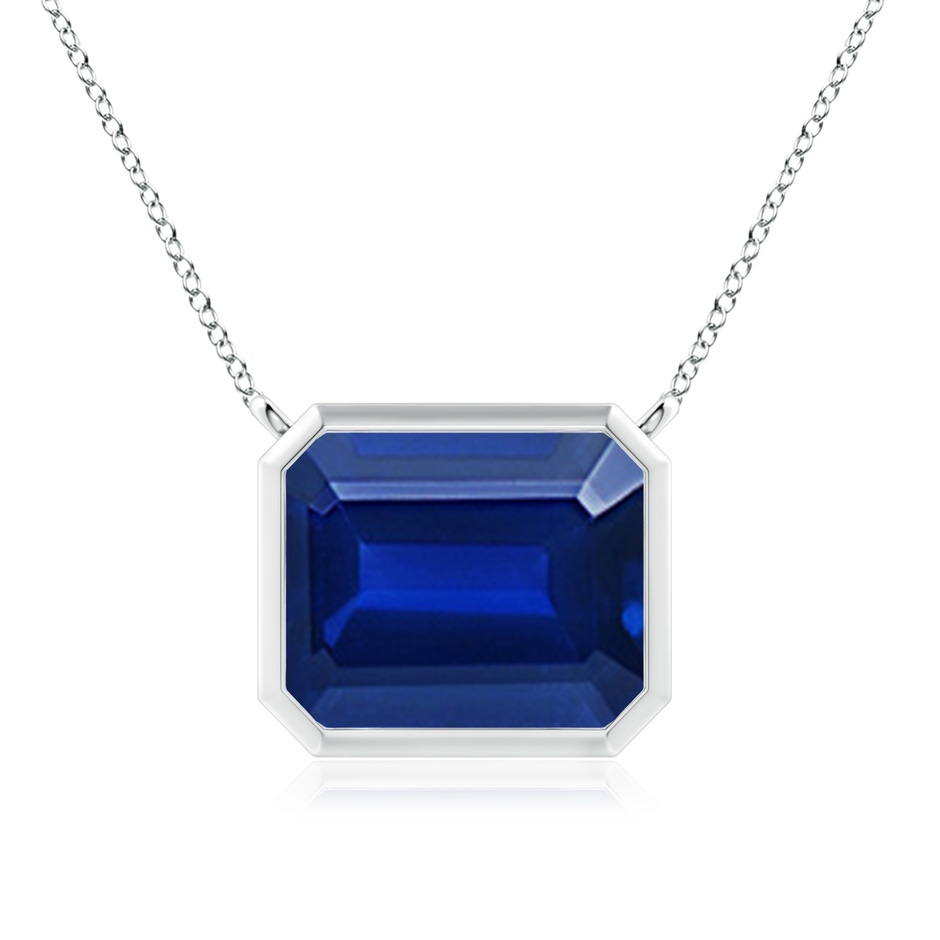12x10mm AAAA East-West Bezel-Set Emerald-Cut Blue Sapphire Pendant in P950 Platinum 
