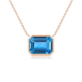 8x6mm AAAA East-West Bezel-Set Emerald-Cut Swiss Blue Topaz Pendant in Rose Gold