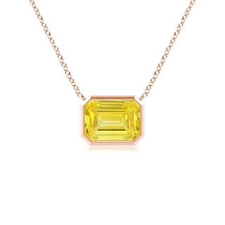 7x5mm AAAA East-West Bezel-Set Emerald-Cut Fancy Intense Yellow Diamond Pendant in 9K Rose Gold