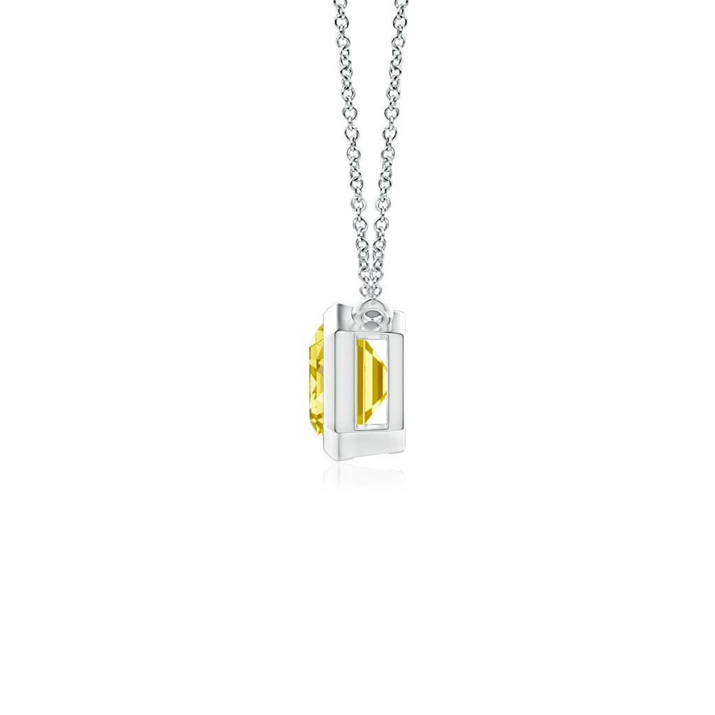 7x5mm AAAA East-West Bezel-Set Emerald-Cut Fancy Intense Yellow Diamond Pendant in P950 Platinum - side 199